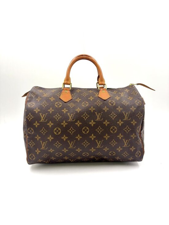 Louis Vuitton Handbags - Louis Vuitton Speedy 35 Monogram Leather Brown Handbag Gold